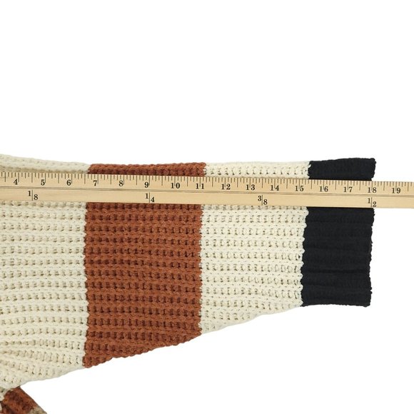 By Together Chunky Knit Cowl Neck Striped Sweater Womens Size S/M Oversized - Picture 6 of 13